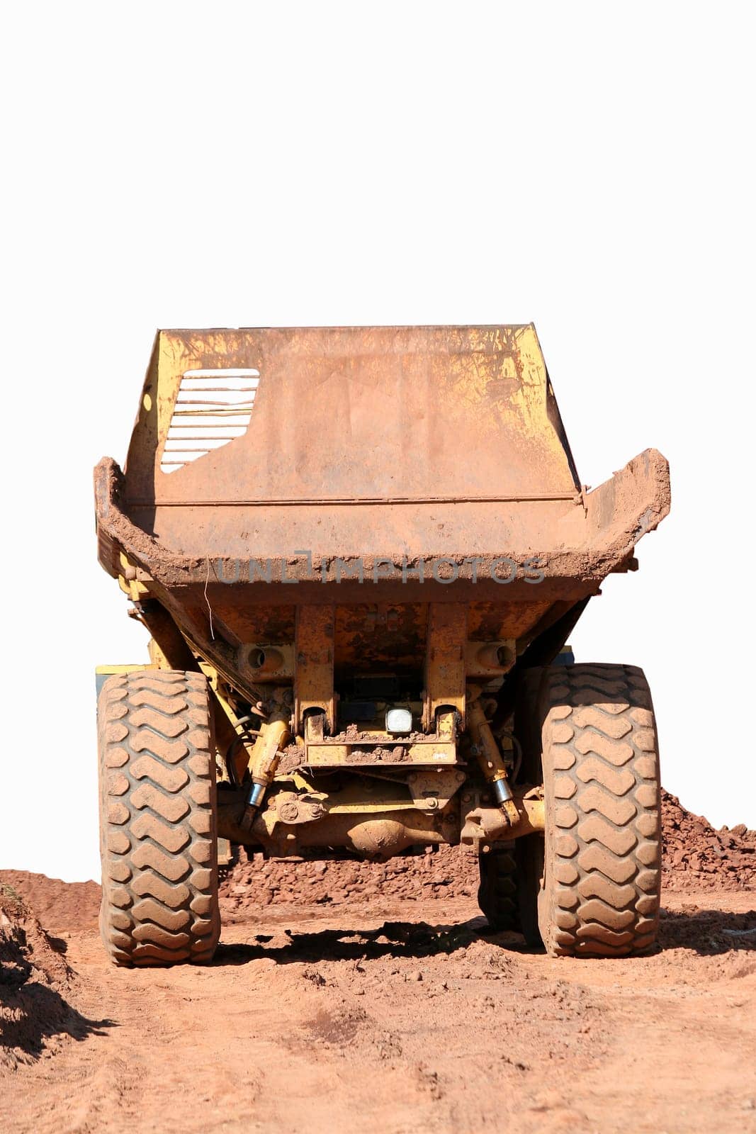 A rearview of a large dumptruck