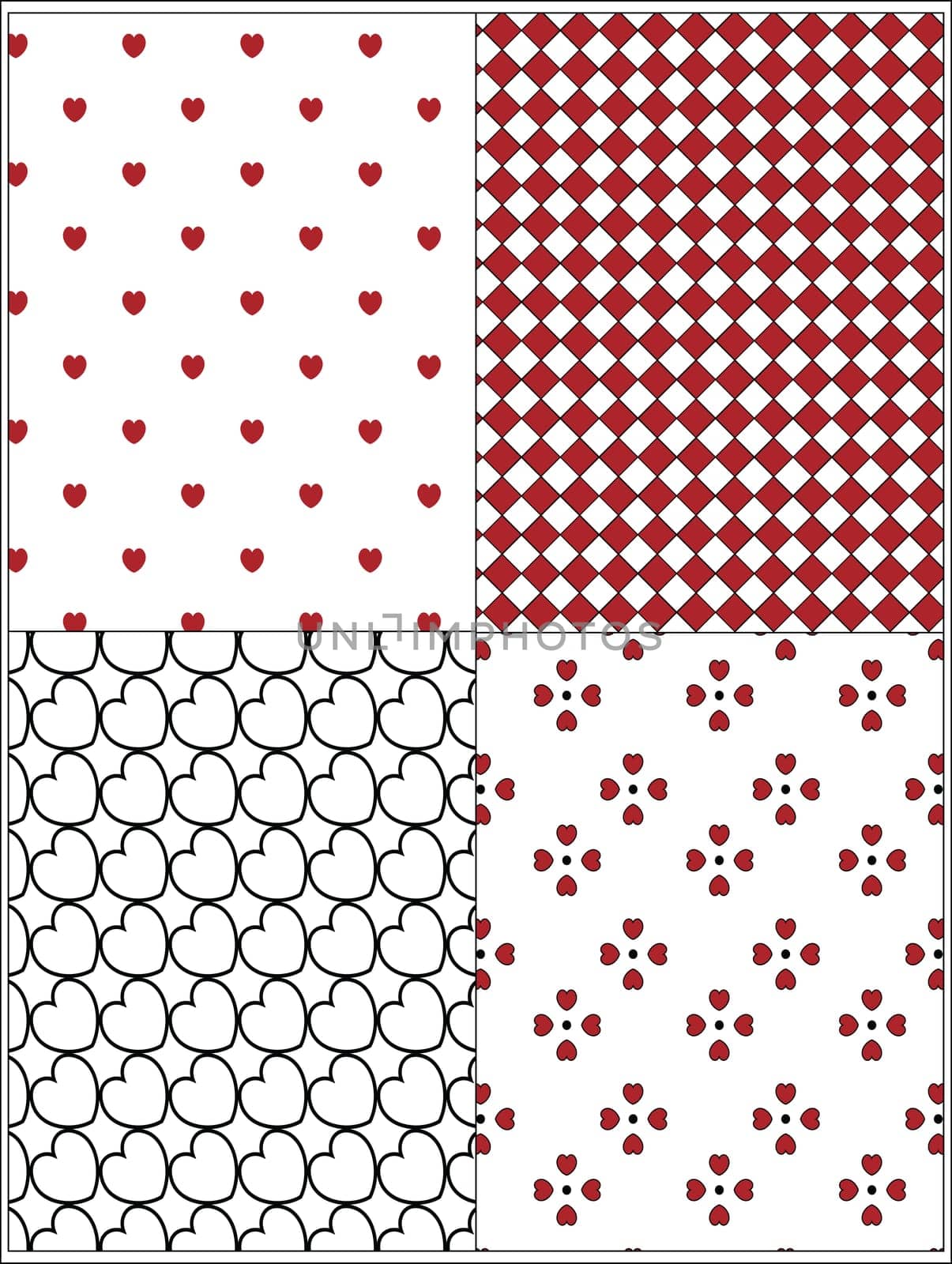 Four red, black and white Valentine wallpaper backgrounds.