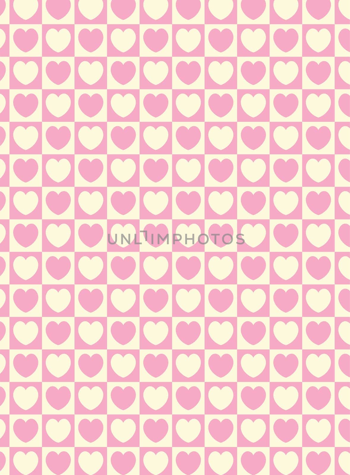 Swatch heart striped squares fabric wallpaper in pink and ecru that matches Valentine borders.