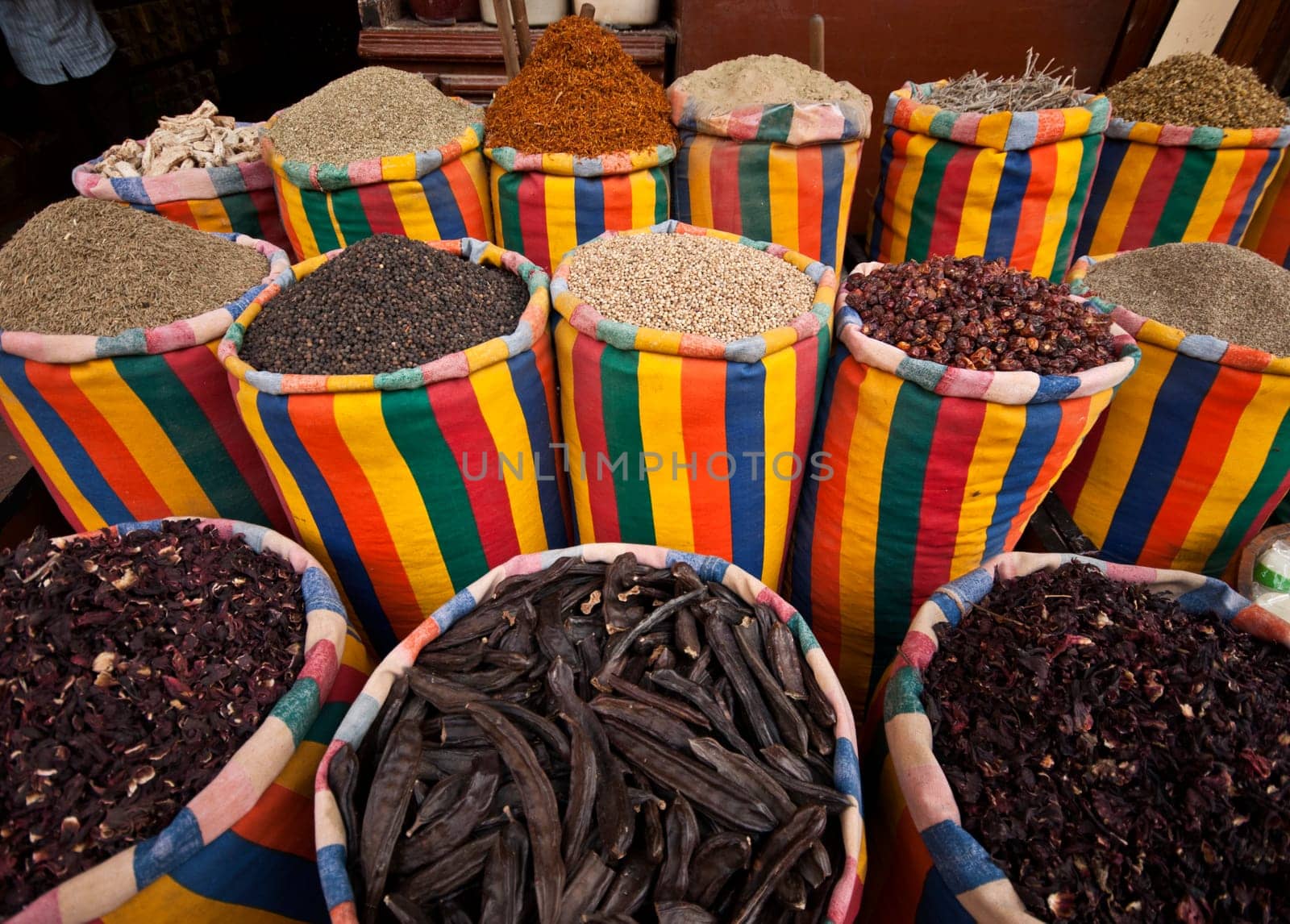 spices in a shop in the khan el-khalili market in cairo