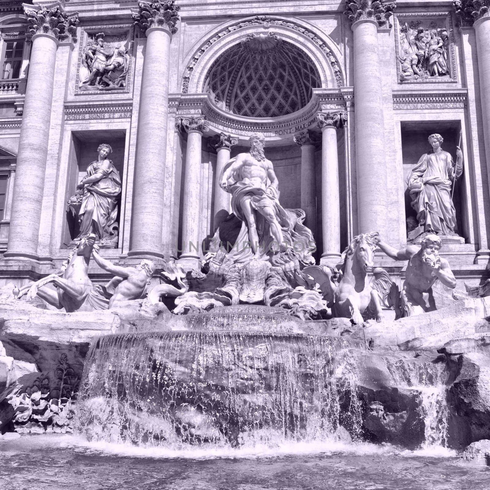 Baroque Trevi Fountain (Fontana di Trevi) in Rome, Italy - high dynamic range HDR