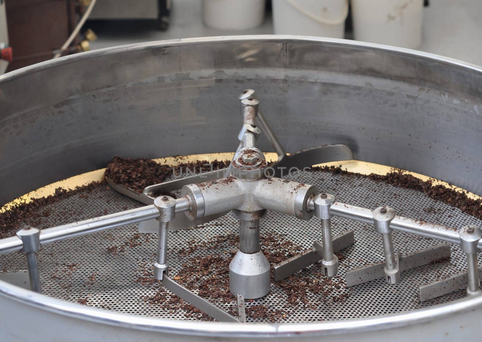 Detail of mixer machine for chocolate production