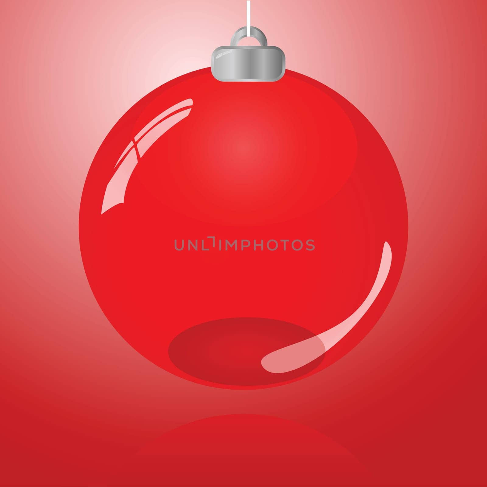 Glossy illustration of a red Christmas decoration ball