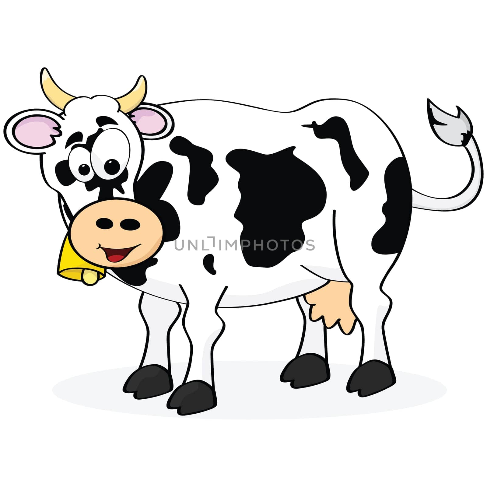 Cartoon illustration of a happy cow smiling