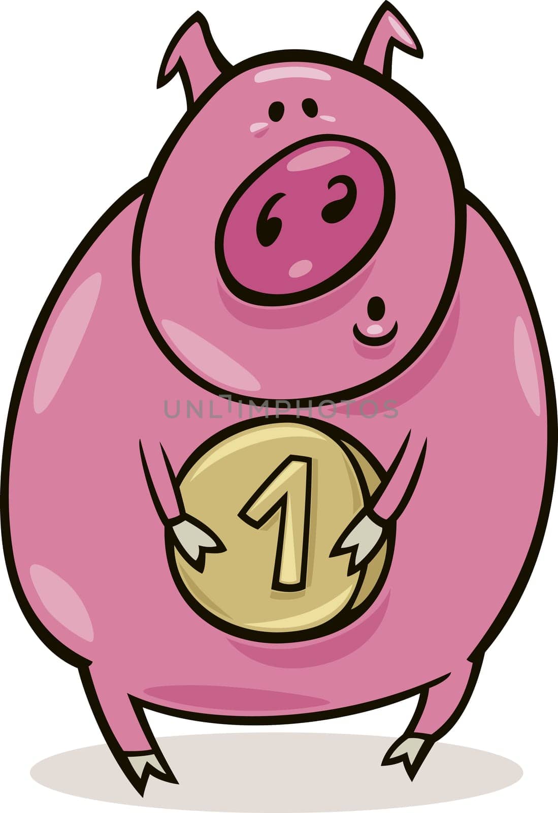 Illustration of pig with coin
