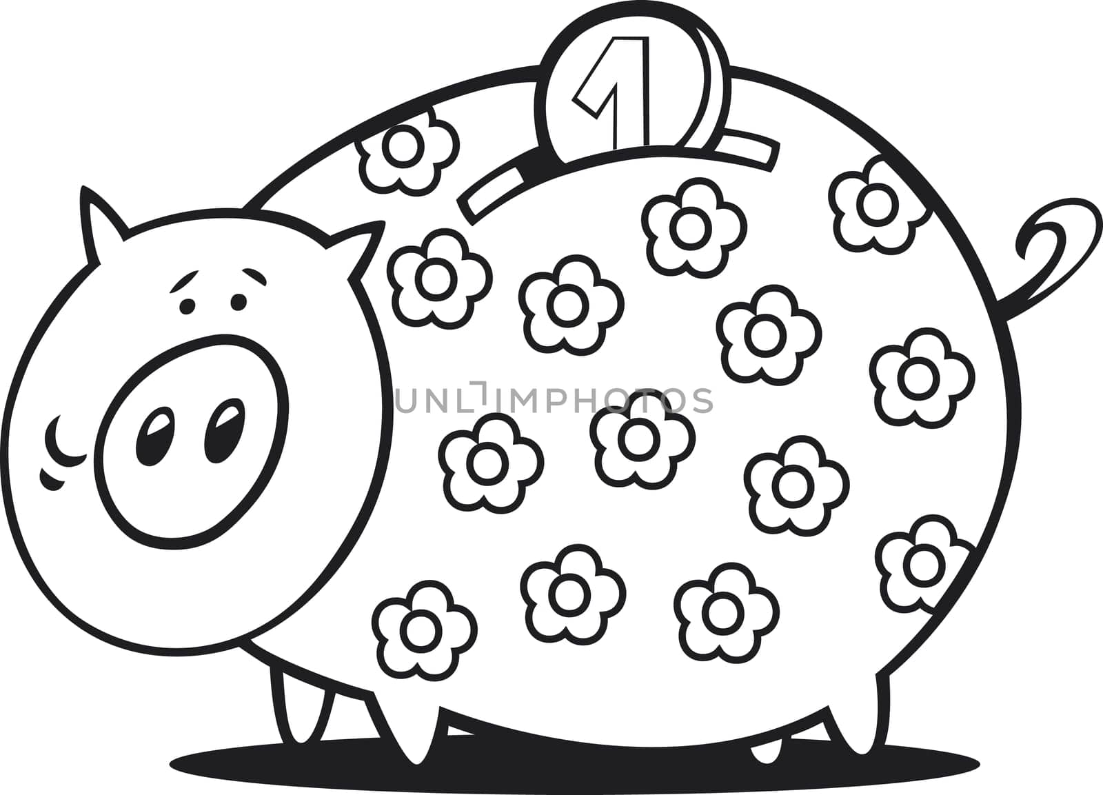 illustration of Piggy bank for coloring book