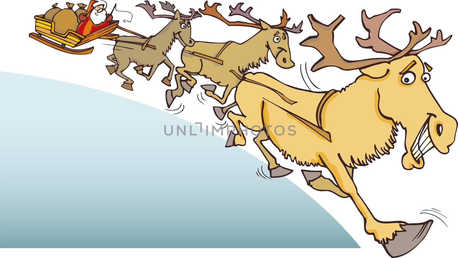 Illustration of Santa Claus and reindeer