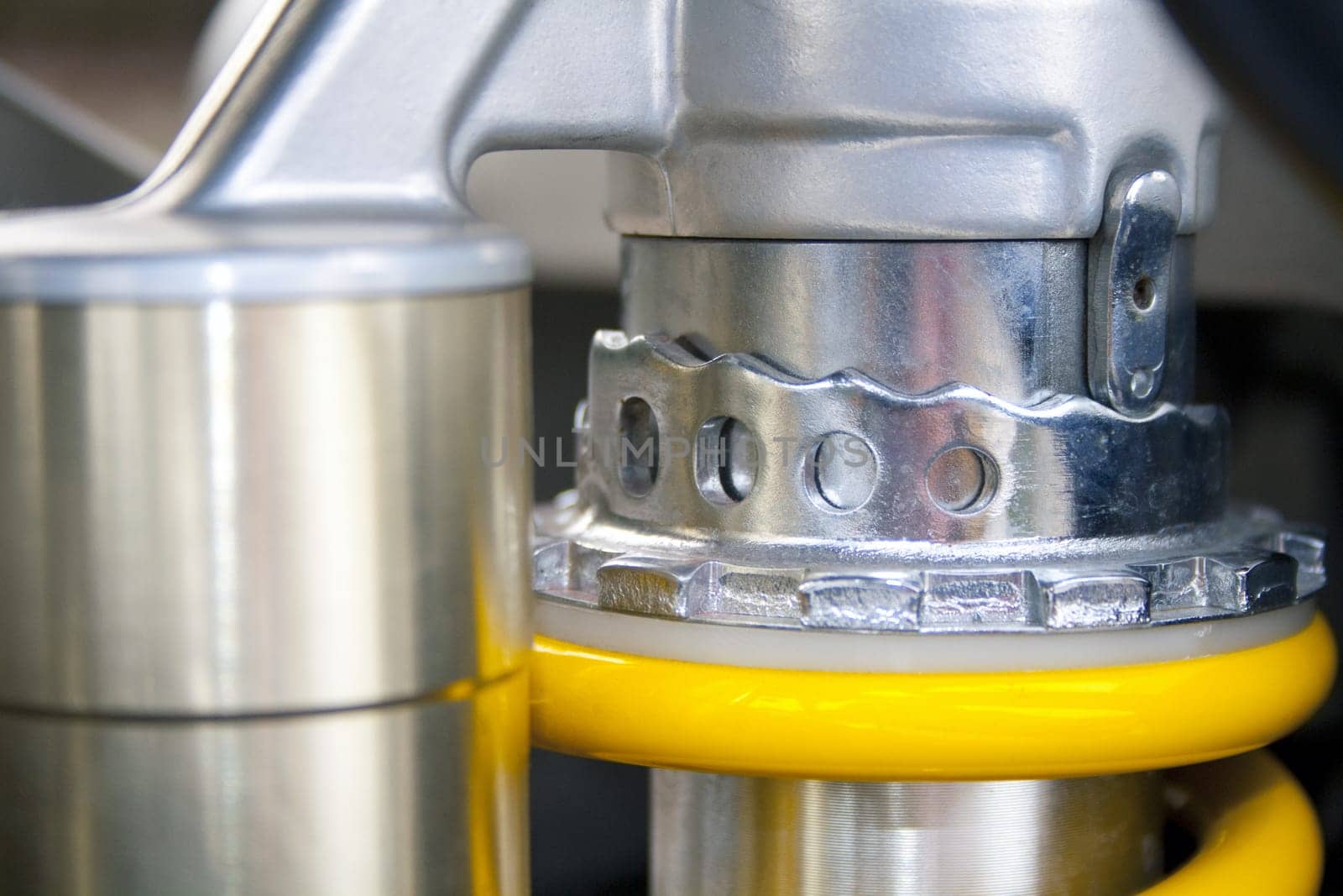 An adjustable rear shock of a modern motorcycle