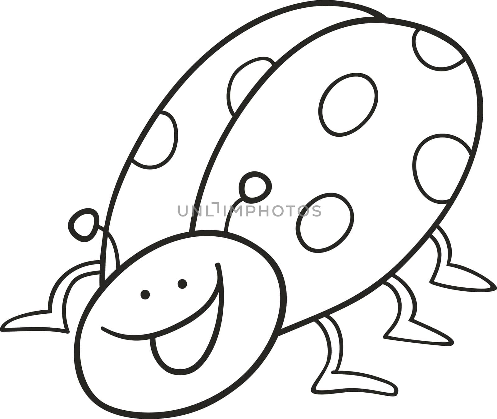 cartoon illustration of funny ladybug for coloring book