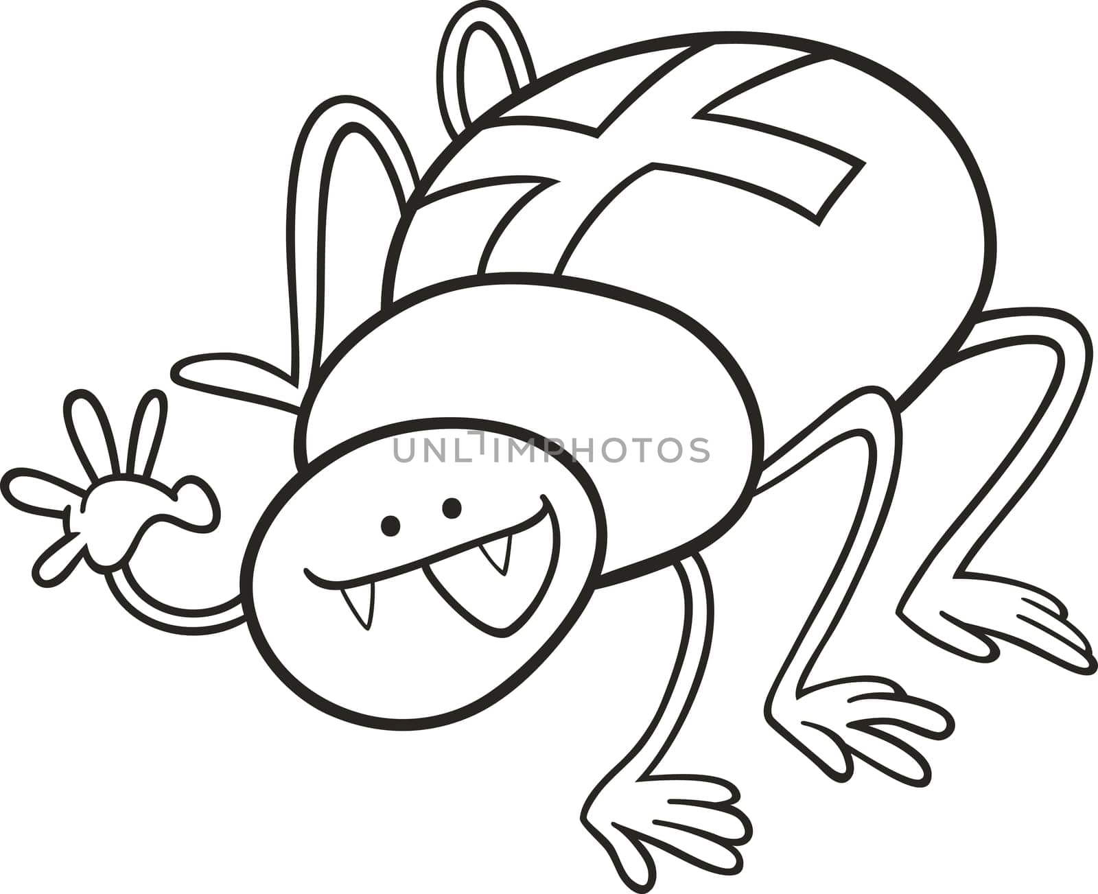 cartoon illustration of funny cross spider for coloring book
