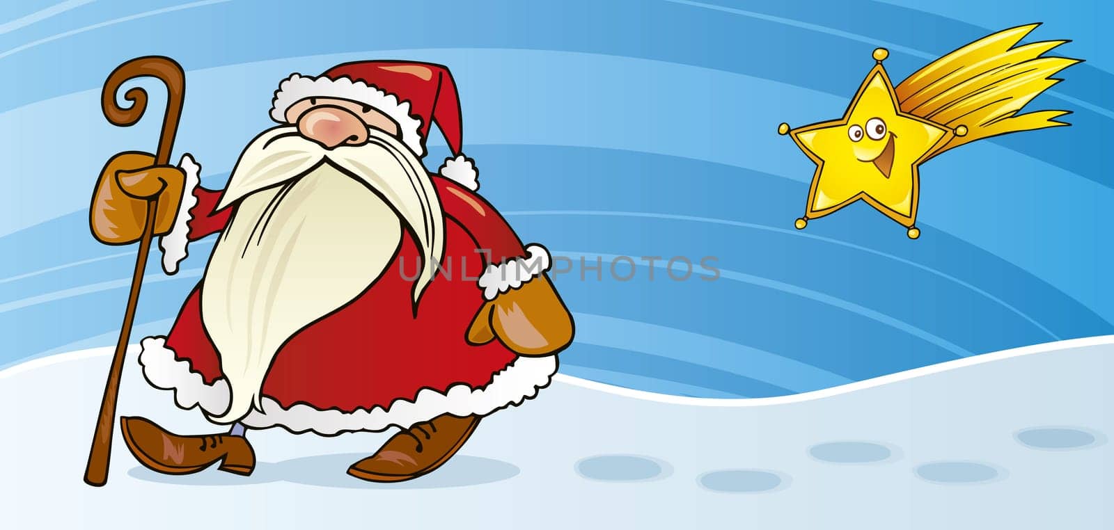 Illustration of santa claus with christmas star