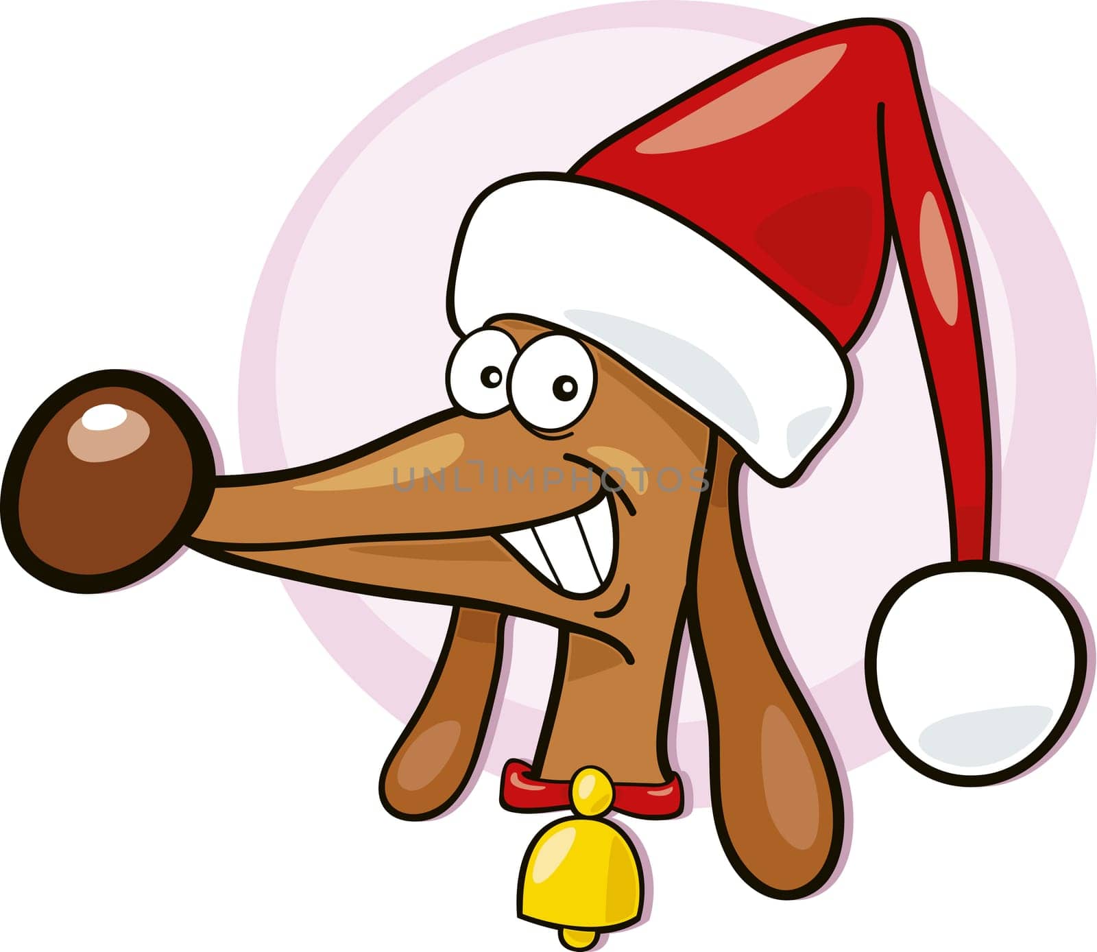 Illustration of funny santa claus dog