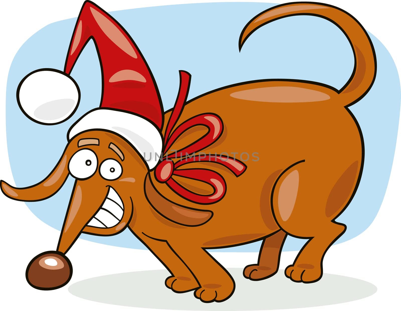 Illustration of funny santa claus dog