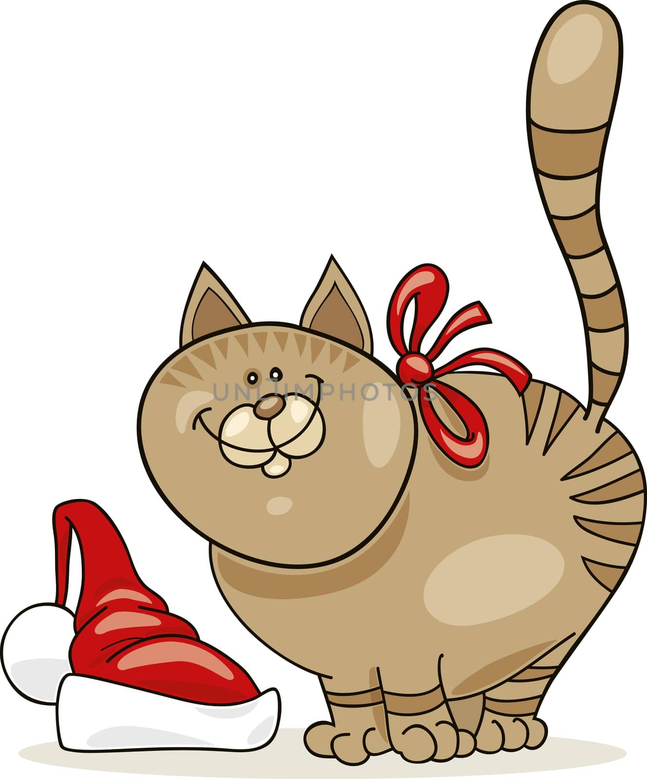 Cartoon illustration of christmas cat