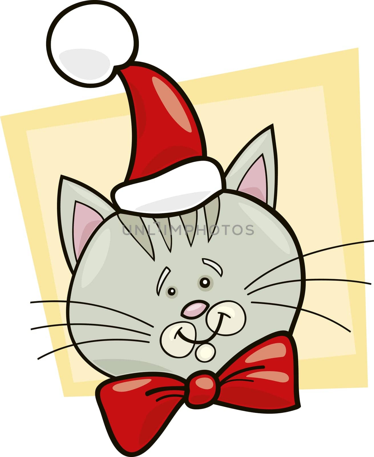 Illustration of christmas cat santa claus