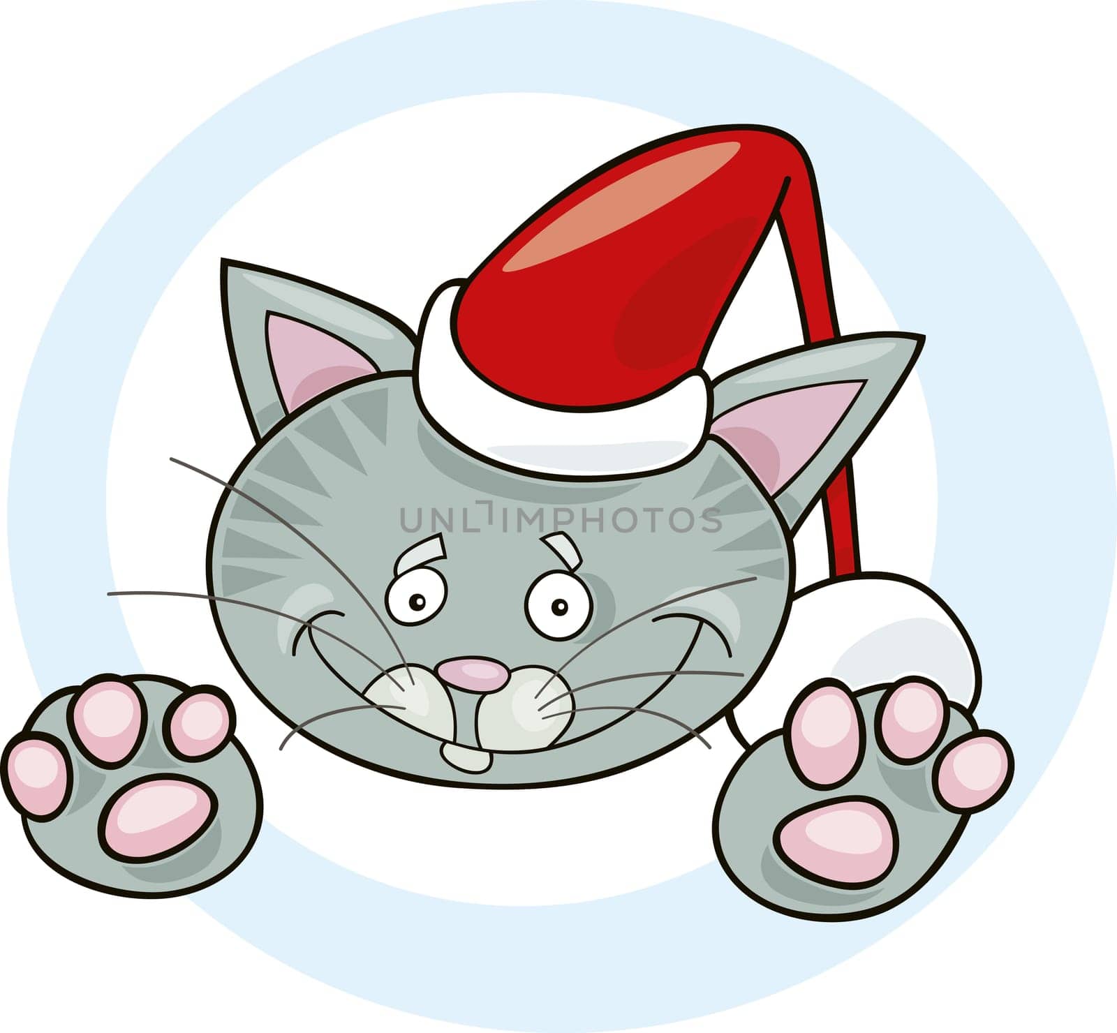 Illustration of christmas cat santa claus