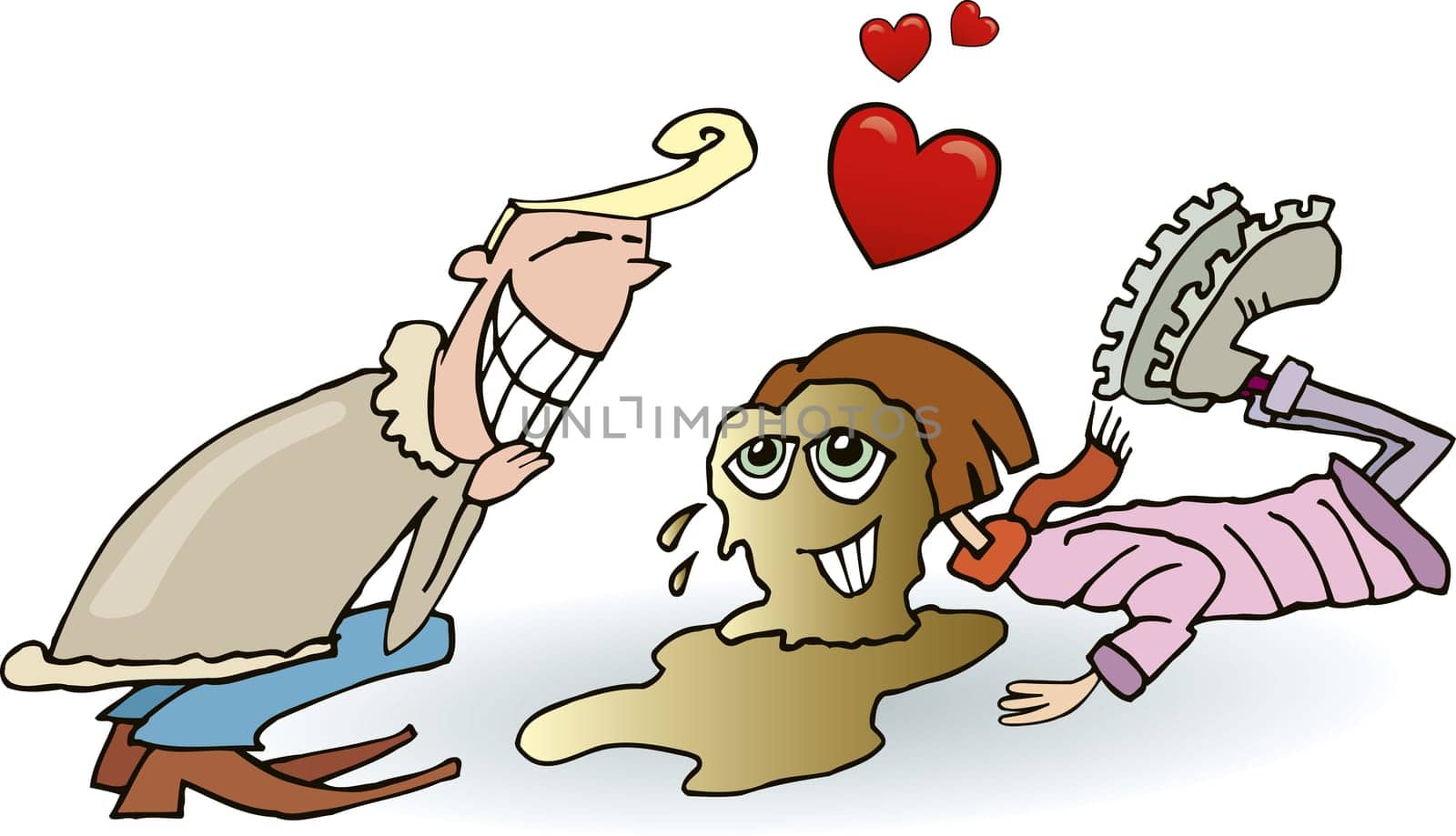 Illustration of fallen girl in love with boy