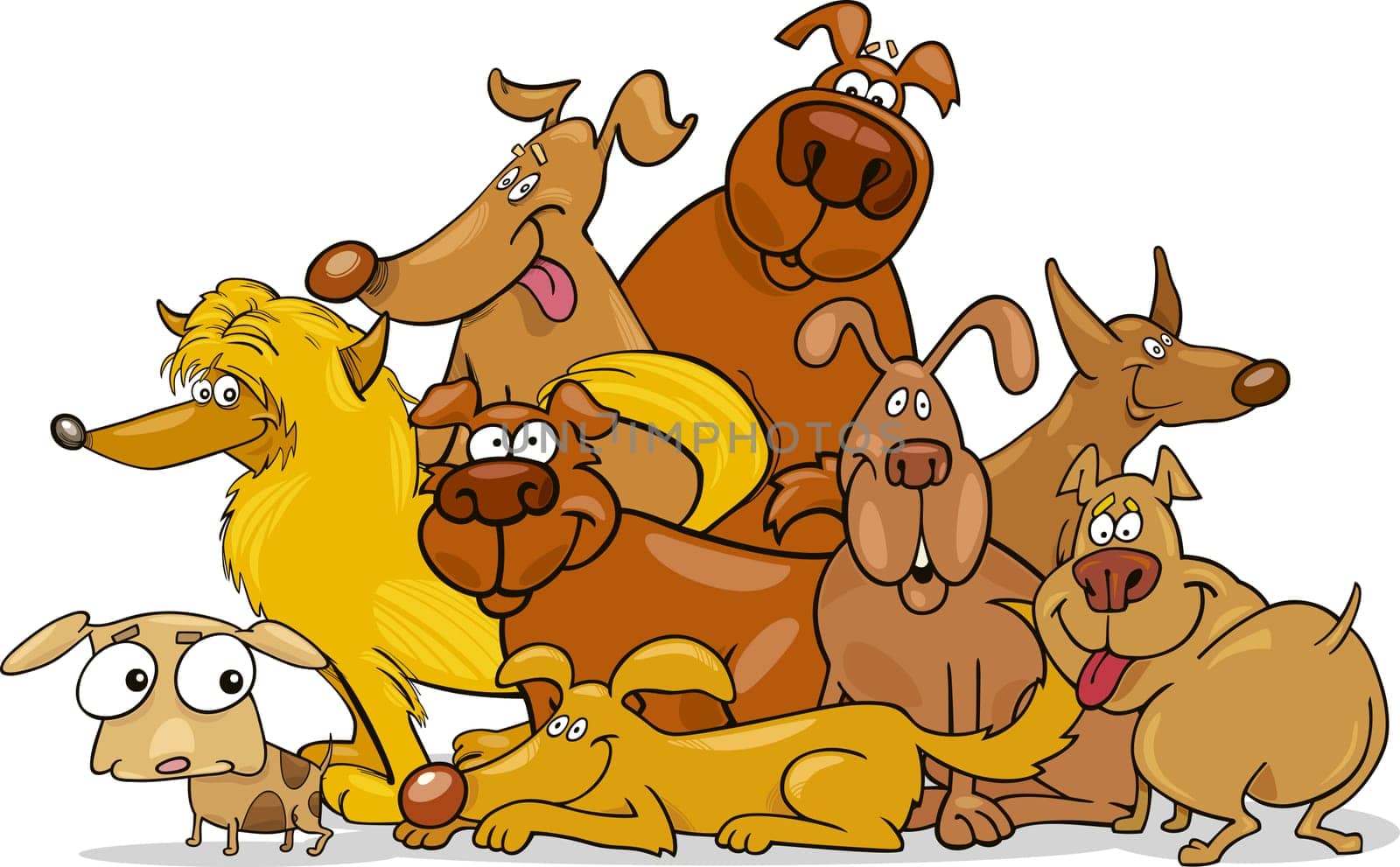 illustration of cartoon dogs group