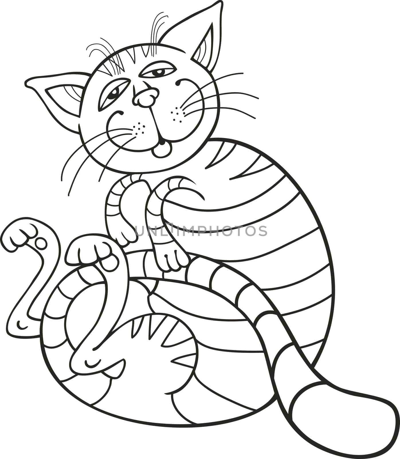 illustration of Happy Cat for coloring book
