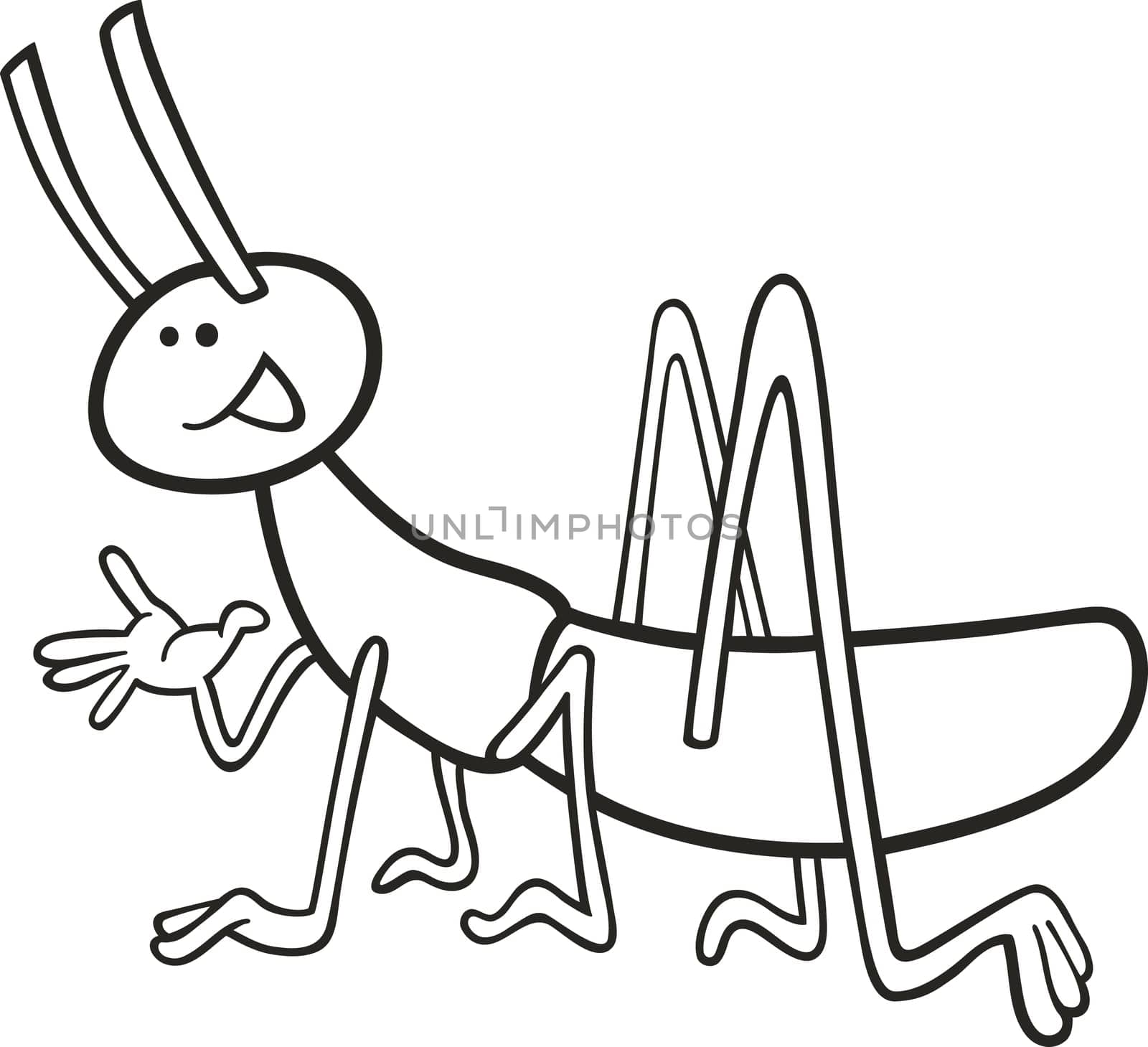 cartoon illustration of funny grasshopper for coloring book