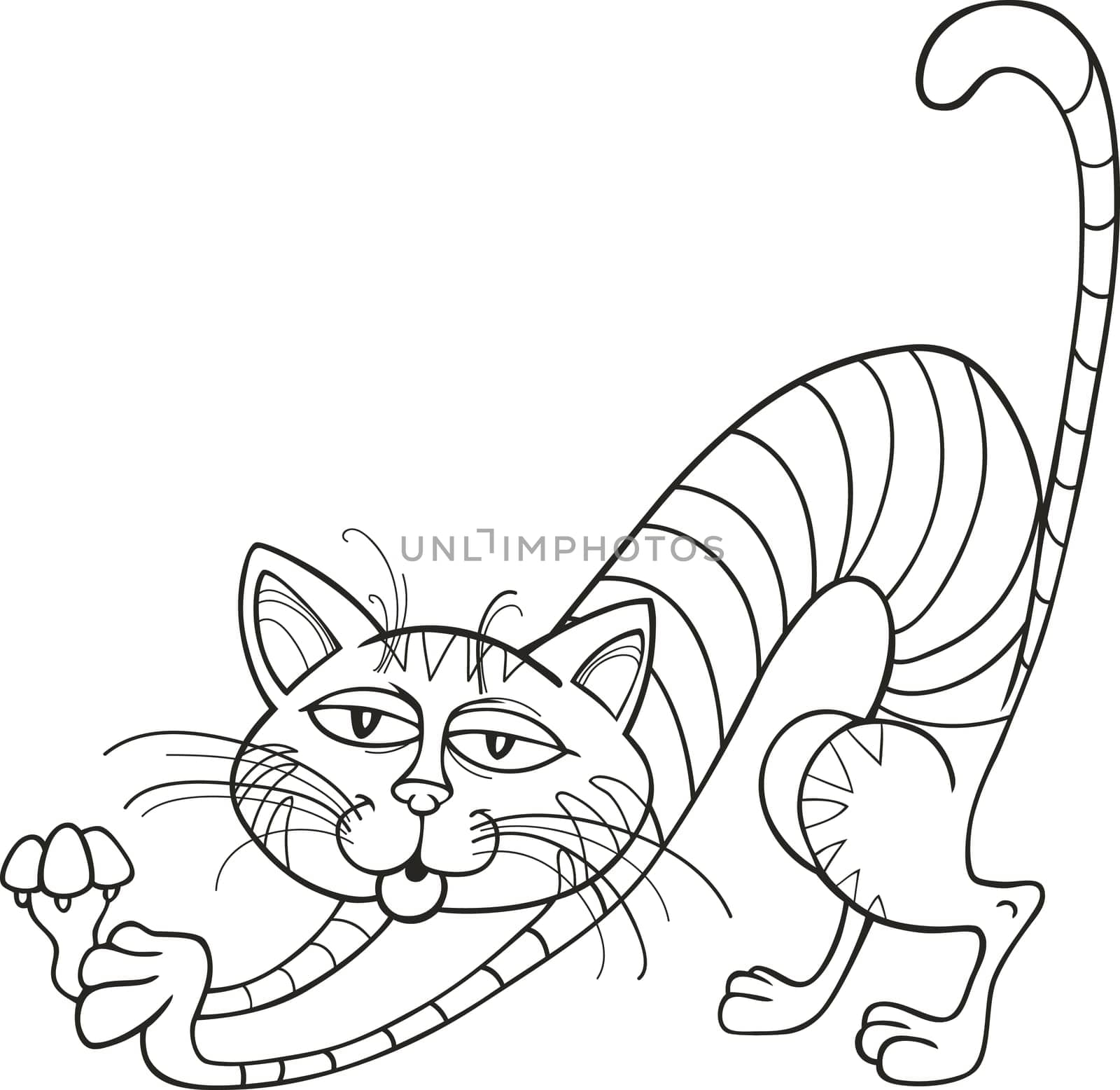 Illustration of Cat stretching for coloring book