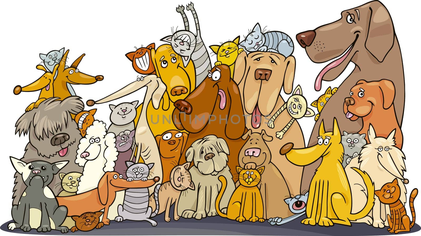Illustration of Huge group of Cats and Dogs