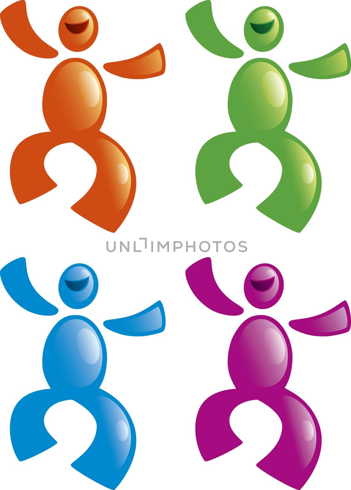 Illustration of happy little man in different colors