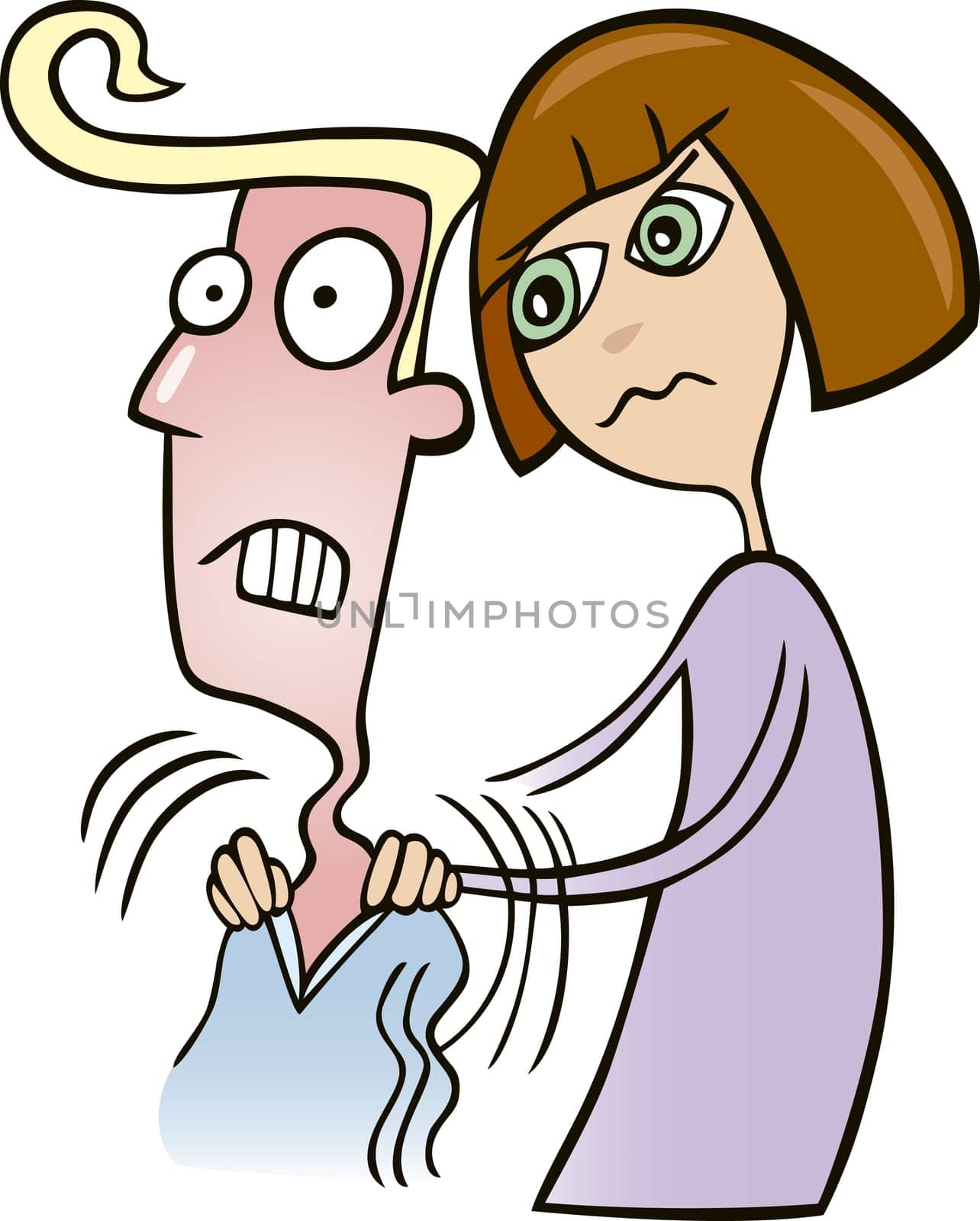 Illustration of Girl doing massage to her boyfriend