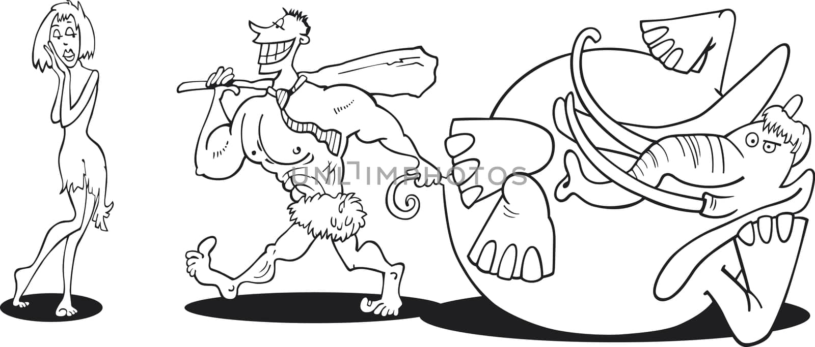 illustration of Prehistoric couple for coloring book