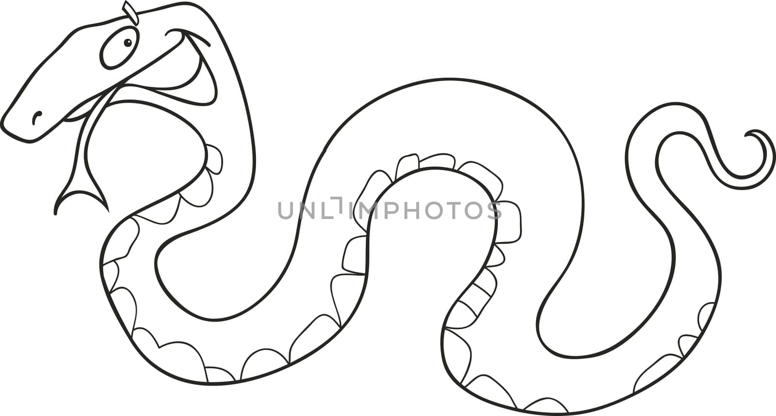 cartoon vector illustration of funny snake for coloring book