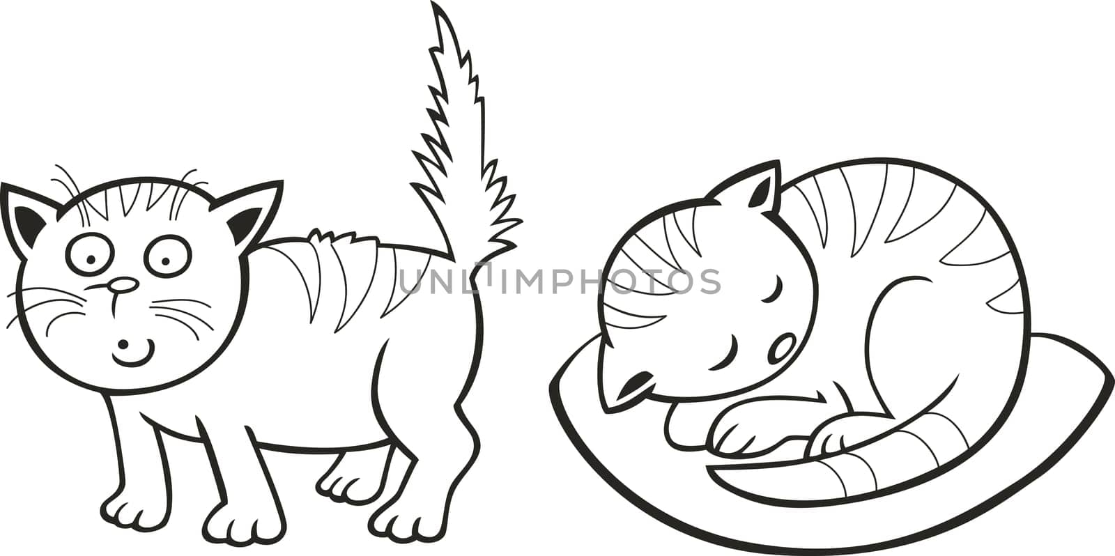 illustration of Cute little Cats for coloring book