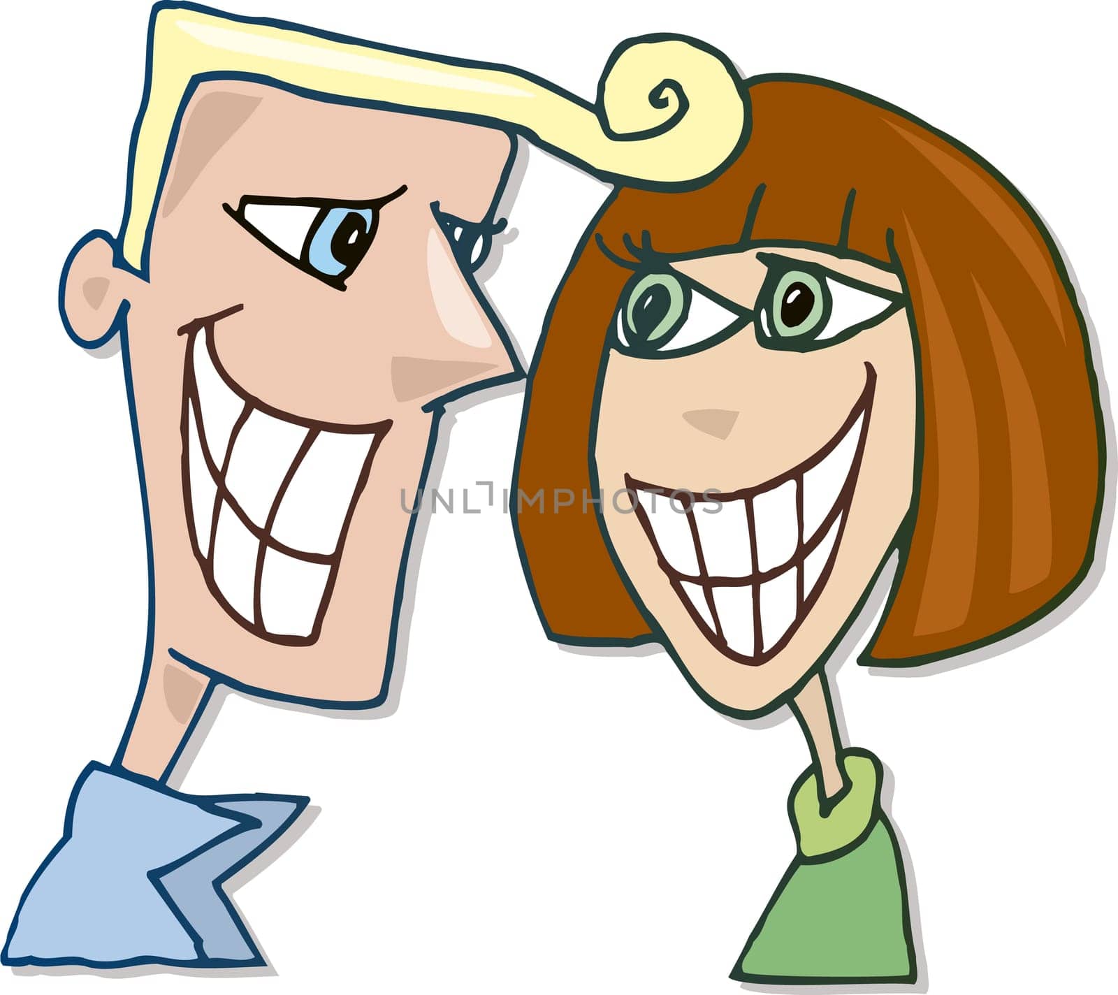 Illustration of happy couple in love smiling