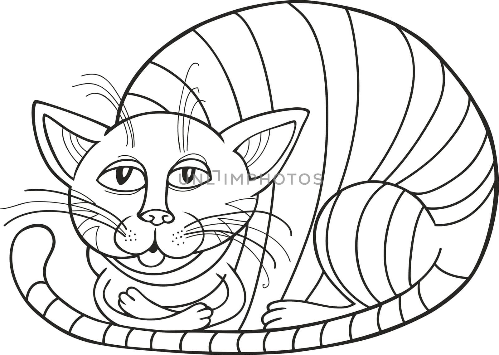 cartoon illustration of Sleepy Cat for coloring book