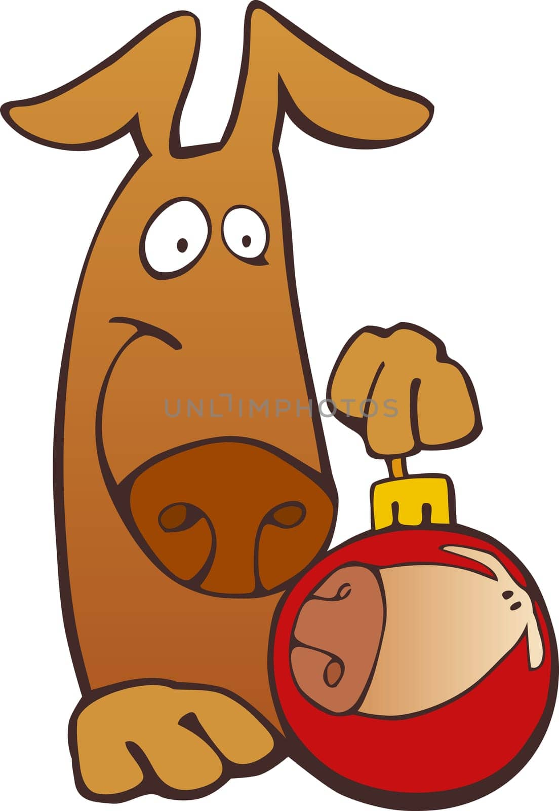 Illustration of christmas dog with glass bubble
