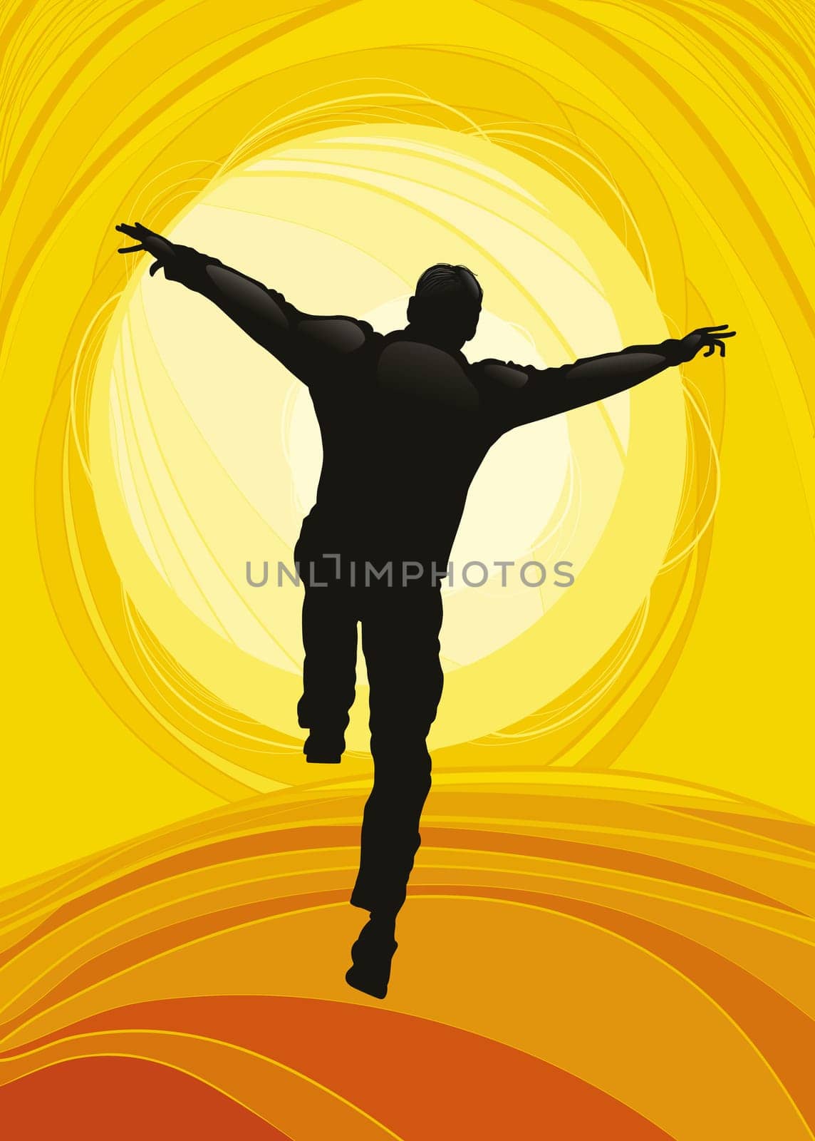 llustration of Happy Man Jumping