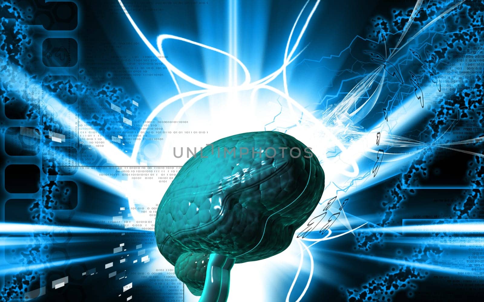 Digital illustration of brain in colour background