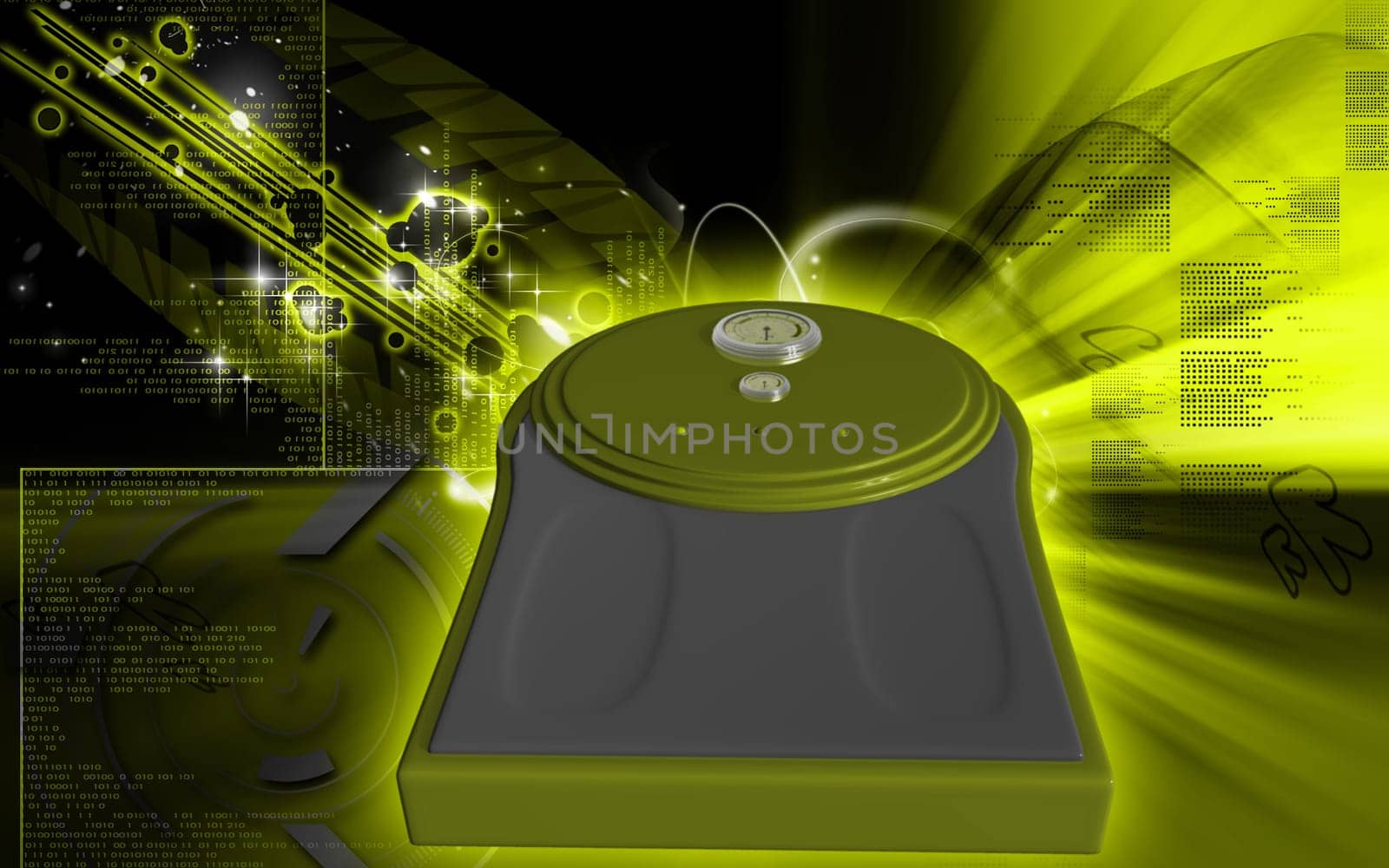 Digital illustration of weigh machine in colour background