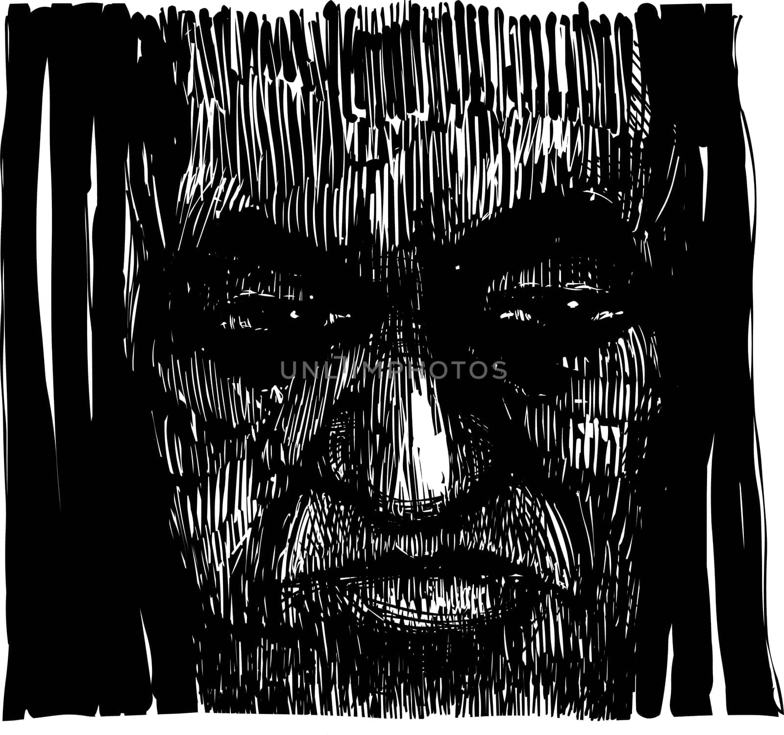 Drawing Illustration of Voodoo Sorcerer