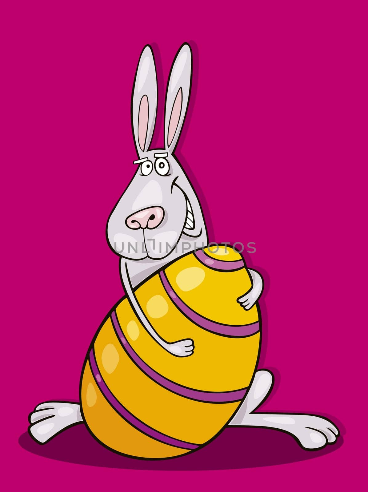 Illustration of Easter Bunny with Huge Egg