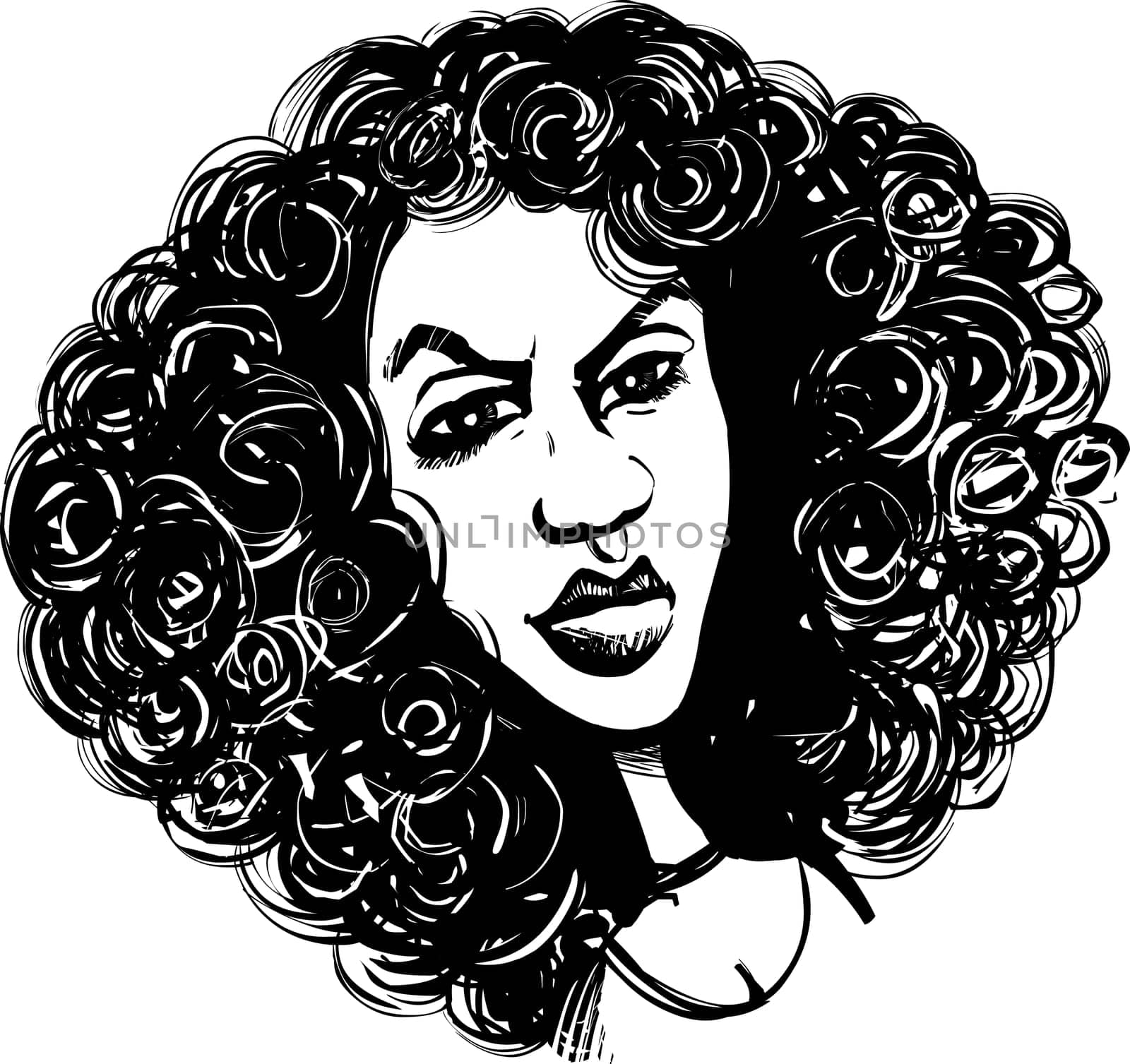 llustration of Woman with curly hair