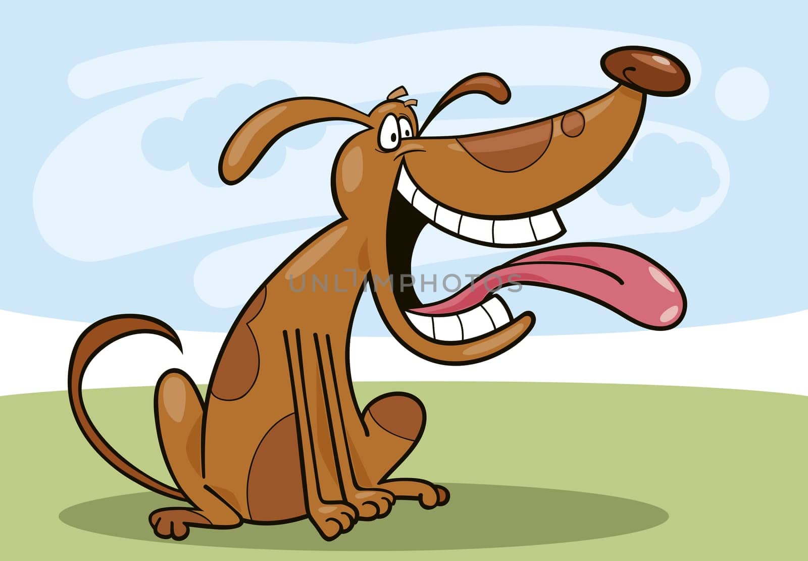 Cartoon illustration of happy funny dog
