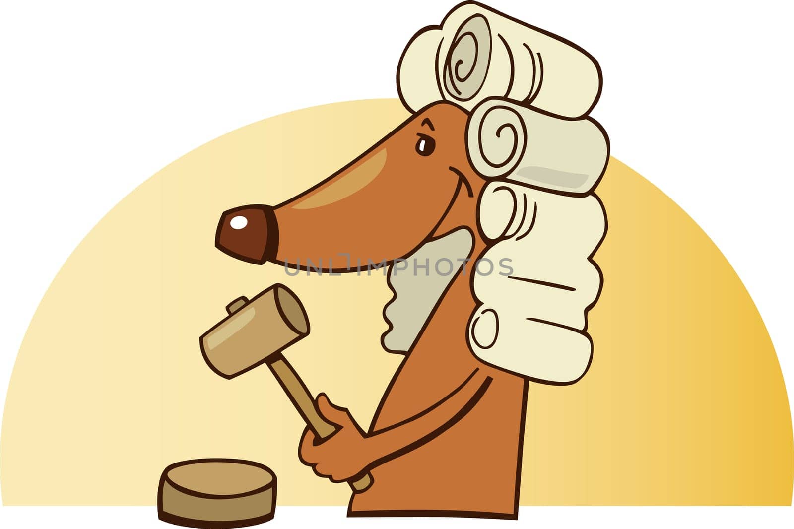Cartoon illustration of dog judge