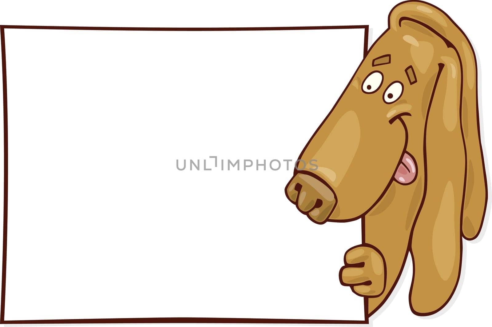 Illustration of basset dog with card