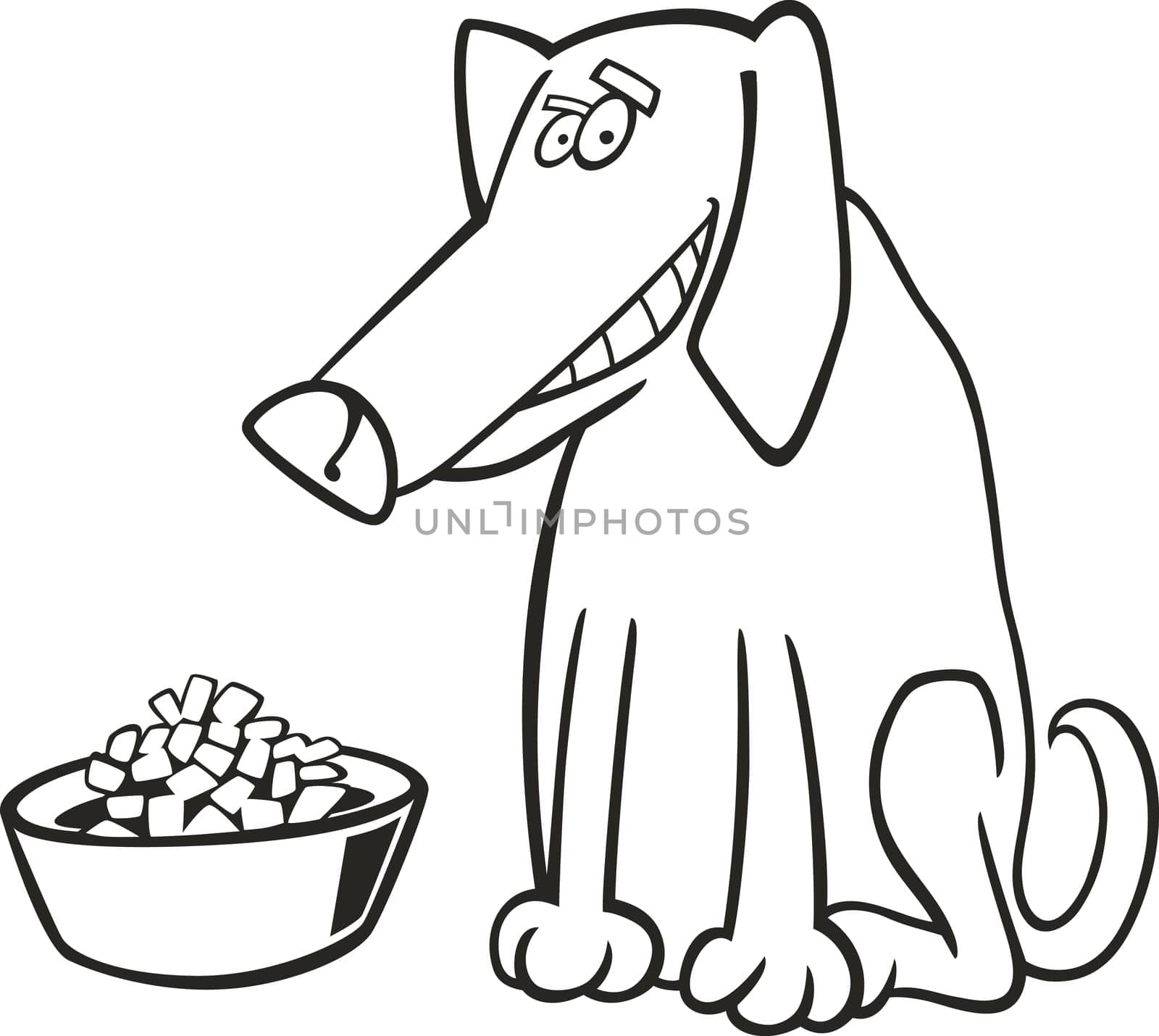 illustration of dog and his fodder for coloring book