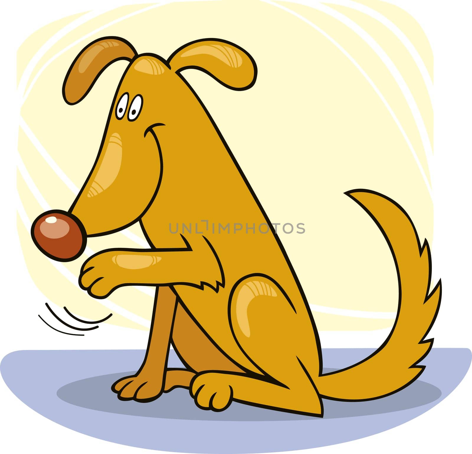 Illustration of Dog doing wave hello trick