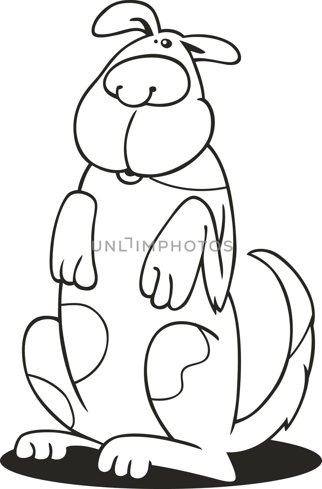 llustration of Funny spotted Dog standing for coloring book