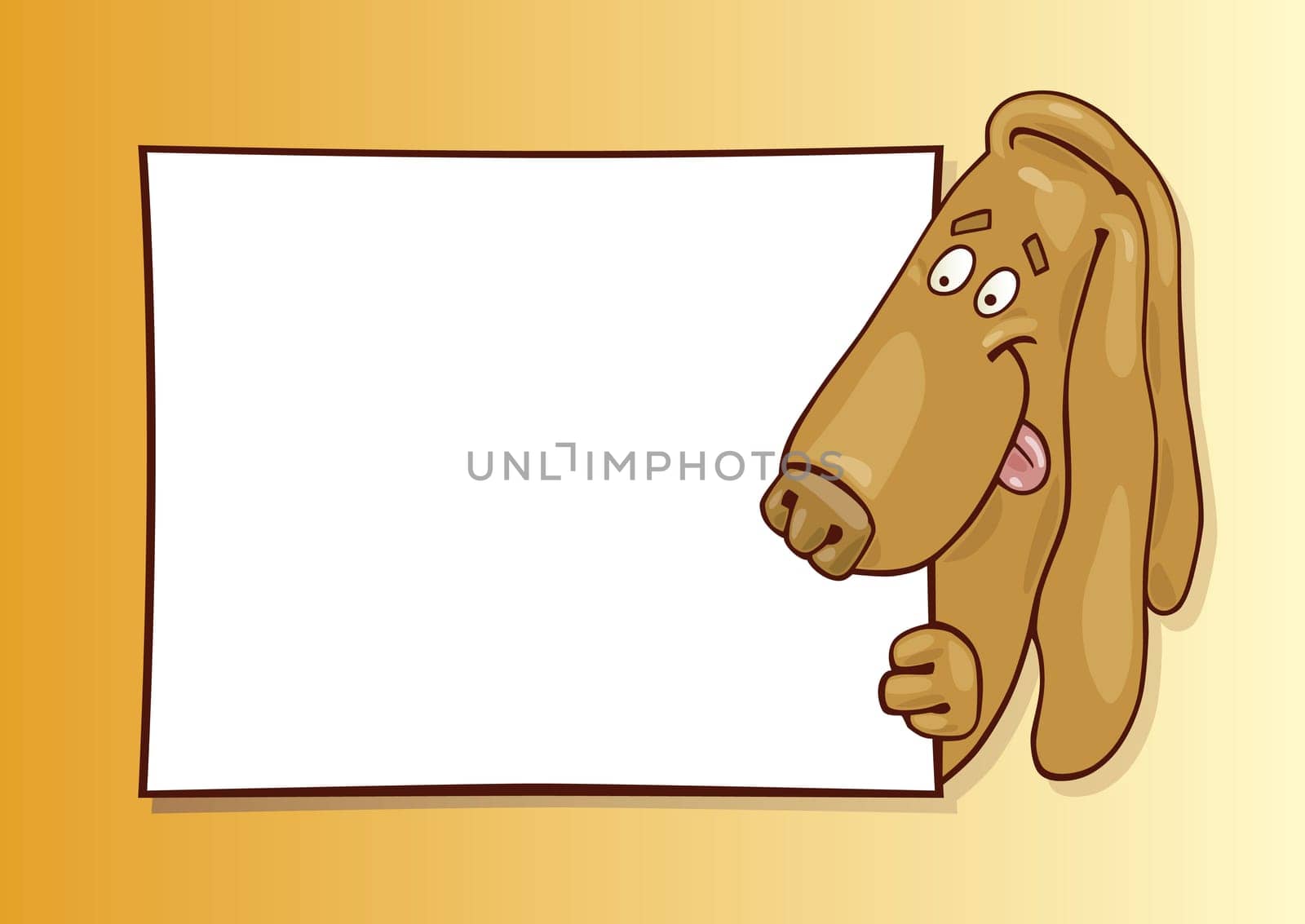 llustration of basset dog with card