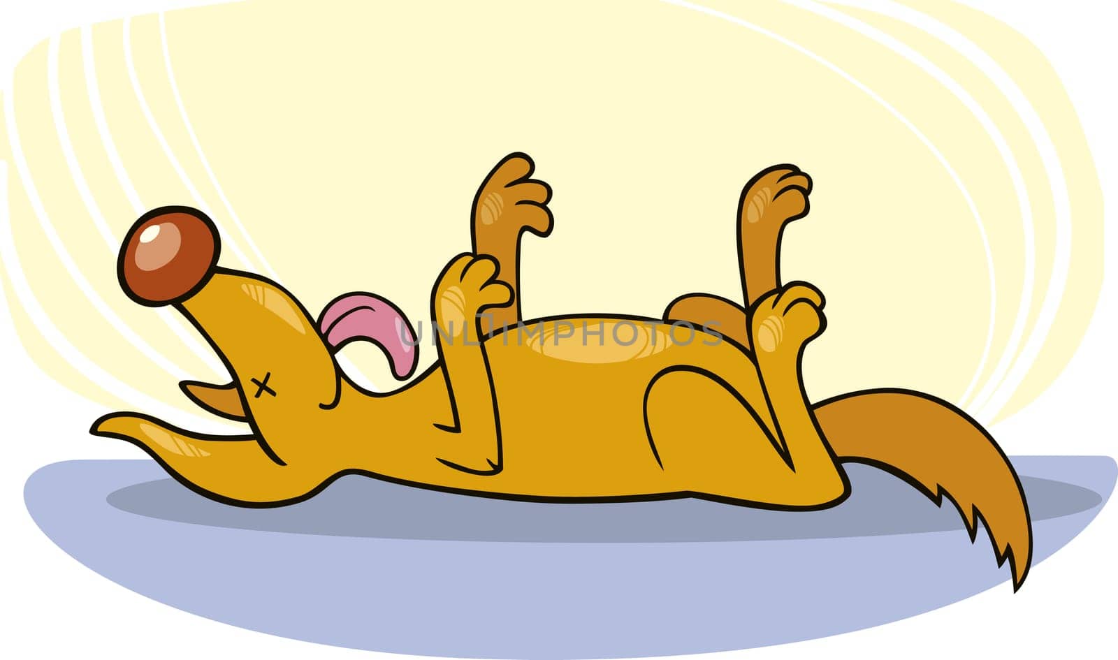 Illustration of dog doing play dead trick