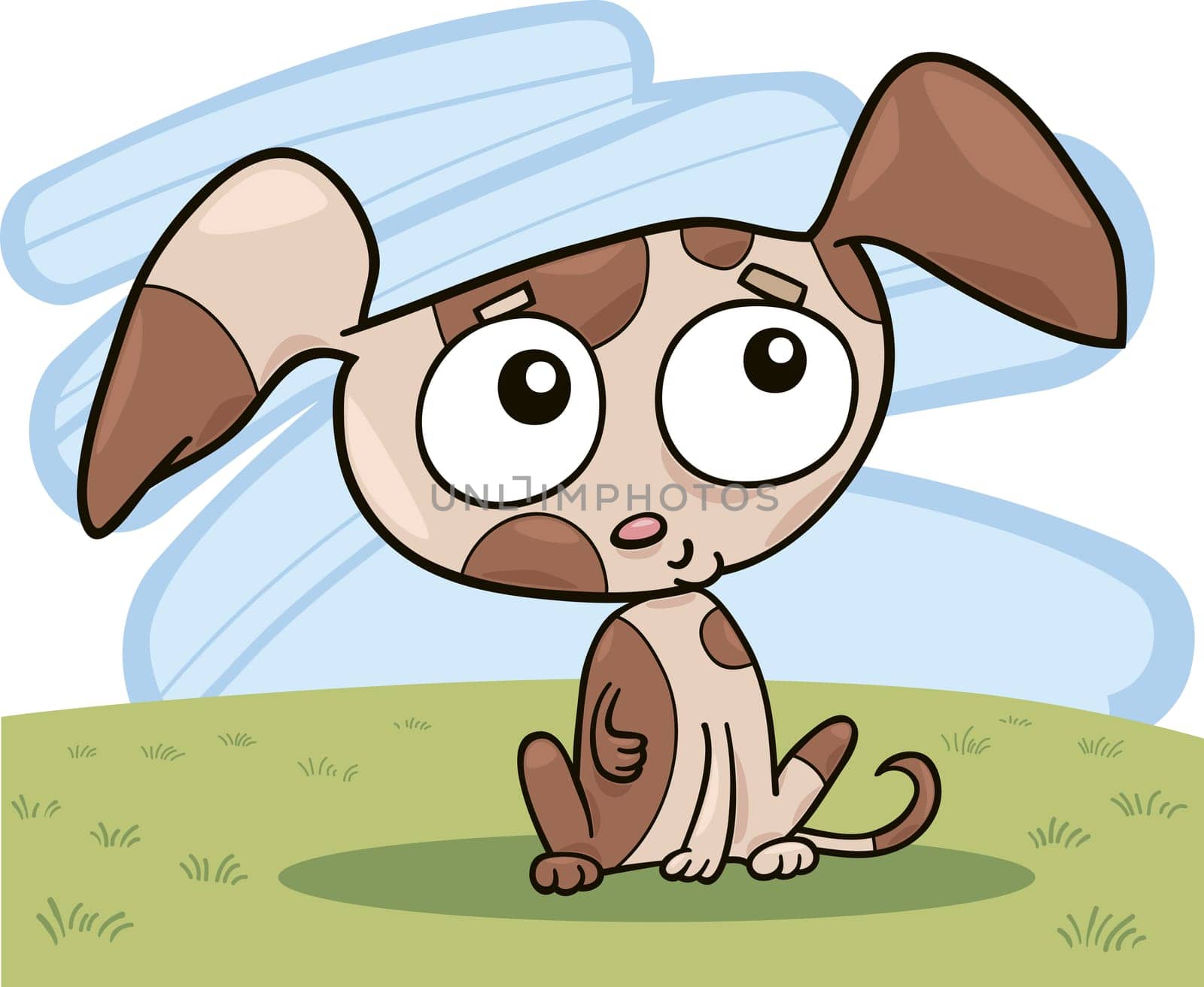 cartoon illustration of cute little puppy