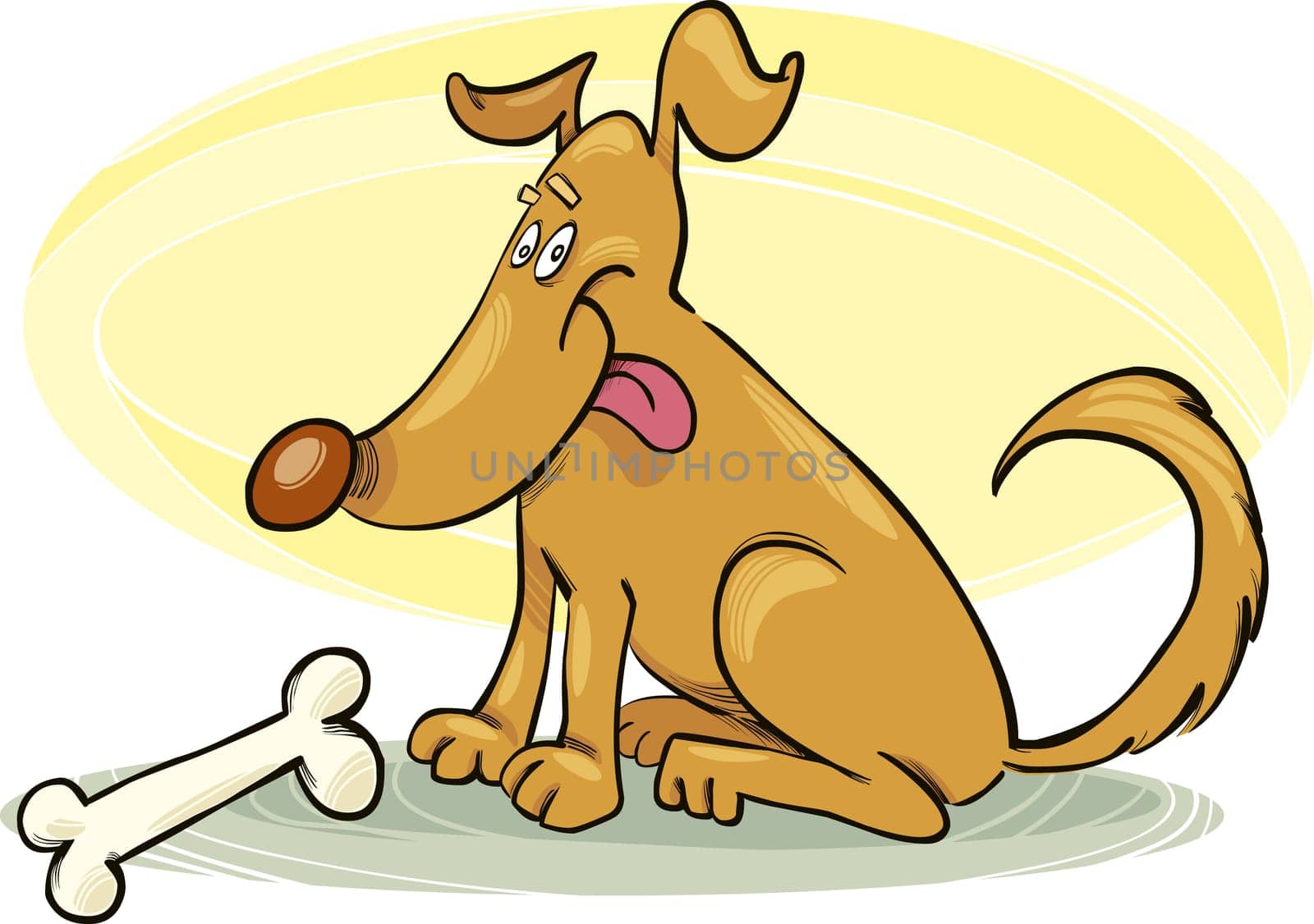 llustration of Happy Dog with Bone
